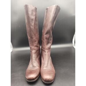 Crown Vintage Brown Leather Knee High Boots Womens Size 9 Zip Riding Style